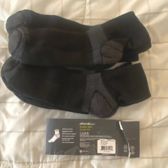 Eddie Bauer - Large - Mens Socks 6-Pair, Quarter Socks, Black, open never used - Picture 2 of 12